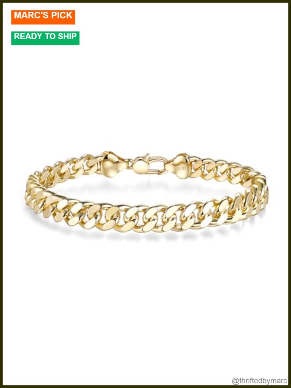 8mm Cuban Link Chain Bracelet 14K Gold Diamond-Cut Curb